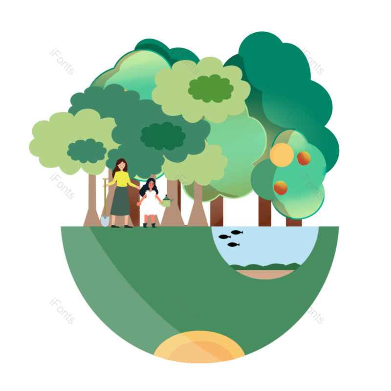 清新图片,生态元素,插画PNG,地球免抠素材